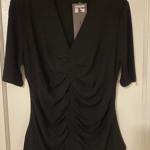 Black womens burberry top size L - V neck with ruching, NWT
